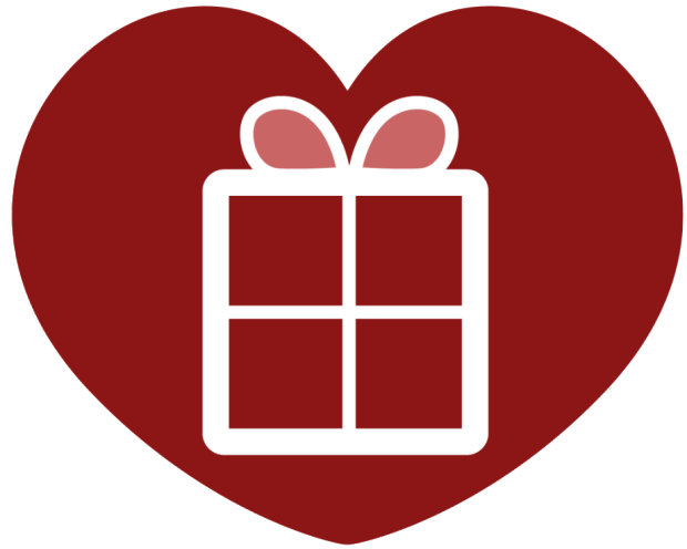 graphic of a present inside a red heart