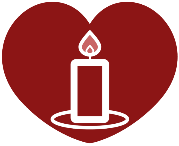 graphic of a candle inside a red heart