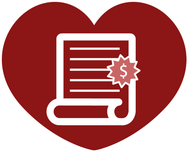 graphic of a document inside a red heart